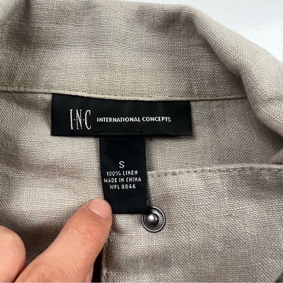 INC International concepts women’s linen beige brown zip up jacket S L62-25 - Picture 4 of 4